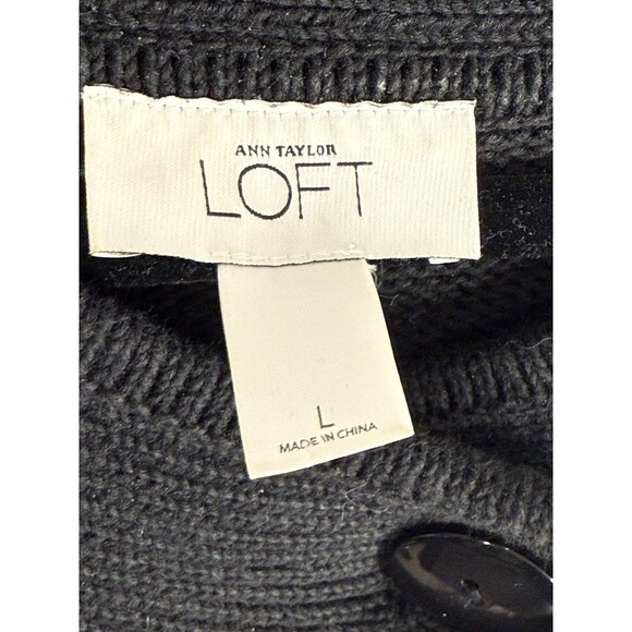 Ann Taylor Loft Blk Lrg Butt-up 100% Cotton Cap Sleeve Sweater Sz L - Picture 6 of 11